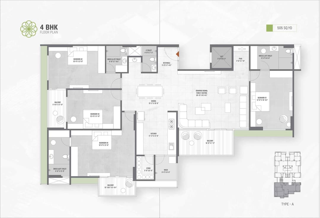 4 BHK Floor Plan